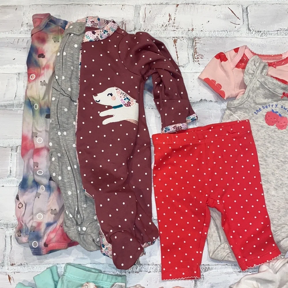 Babygirl newborn spring & summer footie pants onesie bundle!!